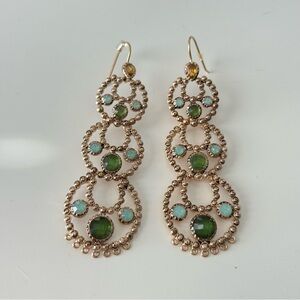 Elegant Gold and Green Dangle Earrings